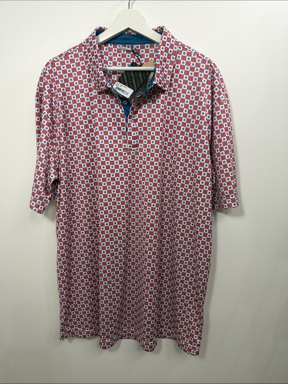 Swannies golf men’s Waylon polo red blue stars size XXL. NWT.